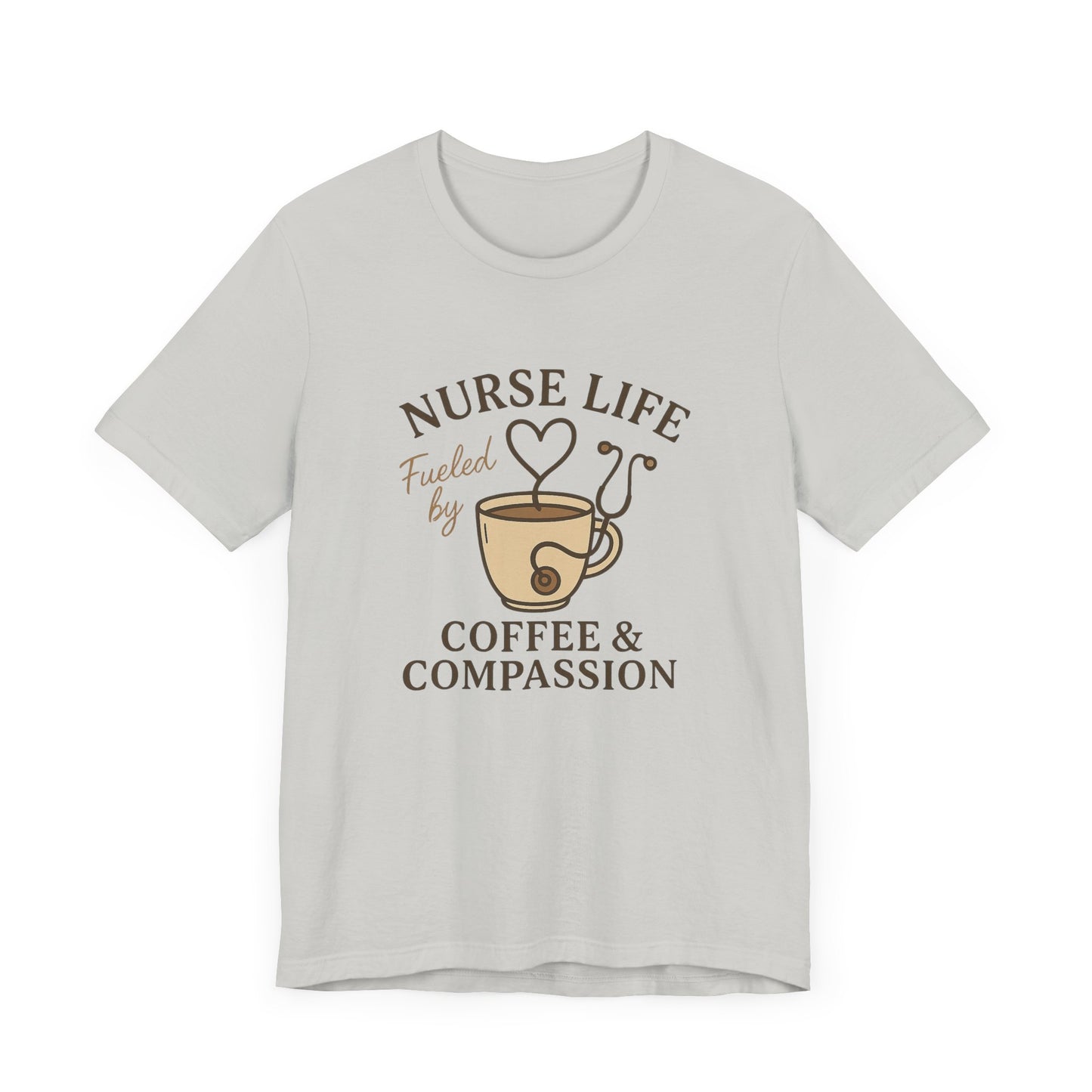Nurse Life Fueled by Coffee and Compassion Shirt | Funny Nurse T-Shirt for Women | Cute Stethoscope Coffee Cup Tee | RN Gift Idea