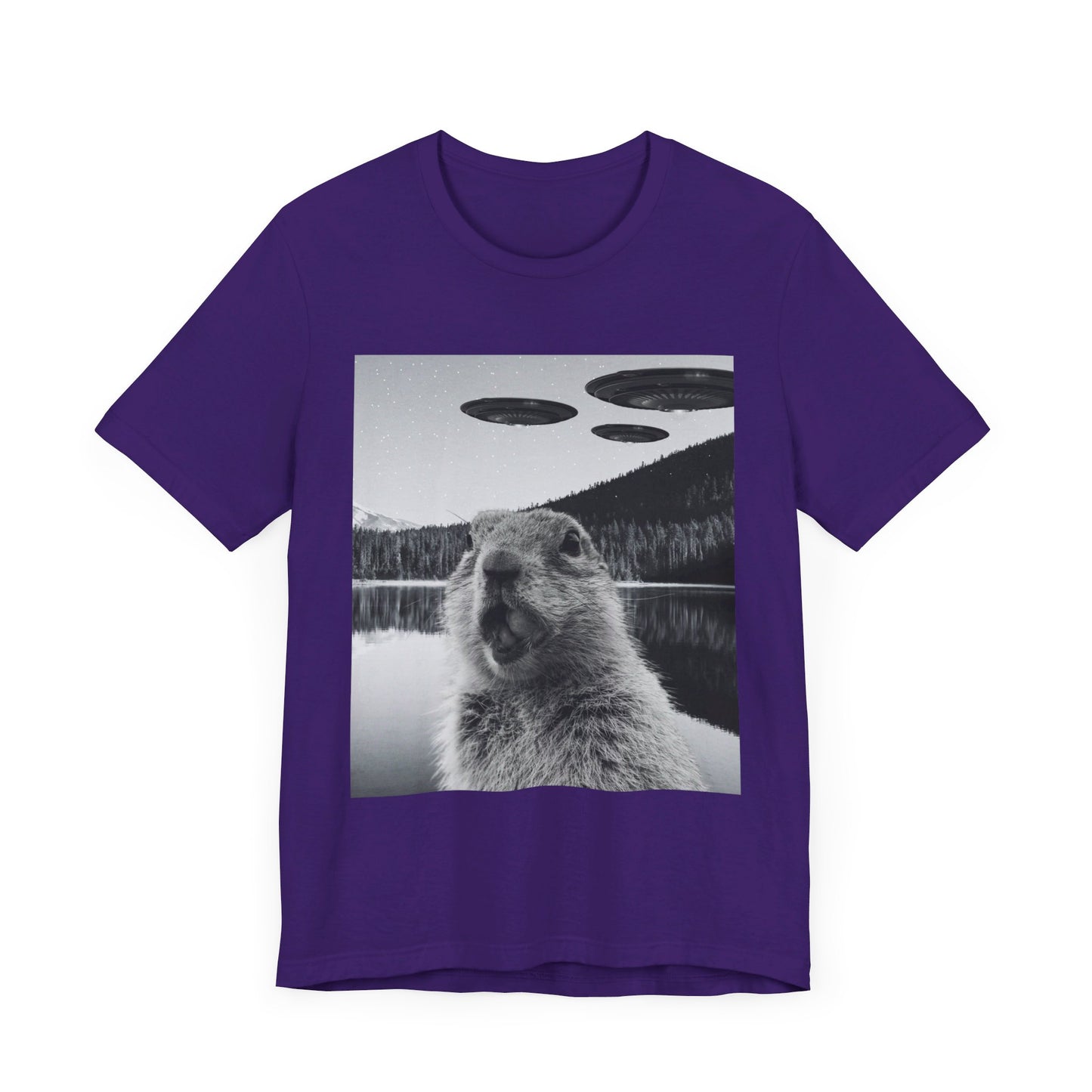 Funny Graphic Tee Selfie with UFOs Weird T-Shirt