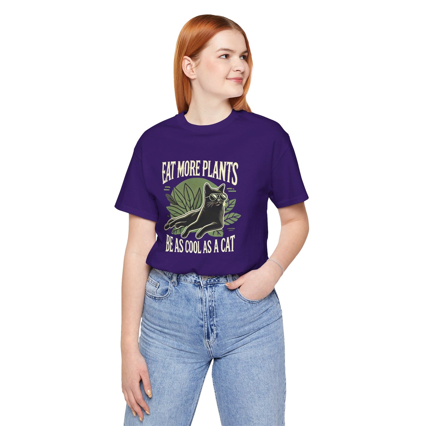 Eat More Plants, Be as Cool as a Cat Unisex T-Shirt – Vegan Cat Lover Tee