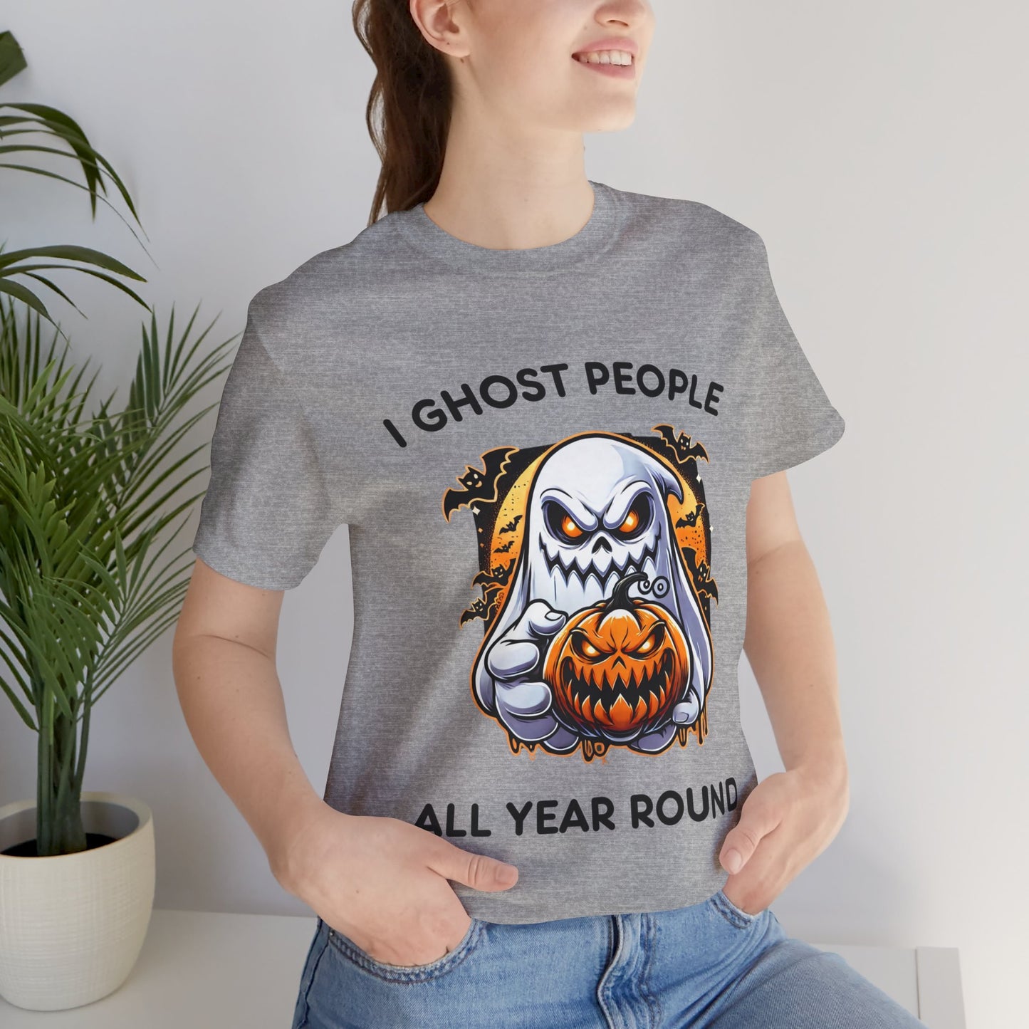 Scary Ghost with Spooky Pumpkin Halloween T-Shirt