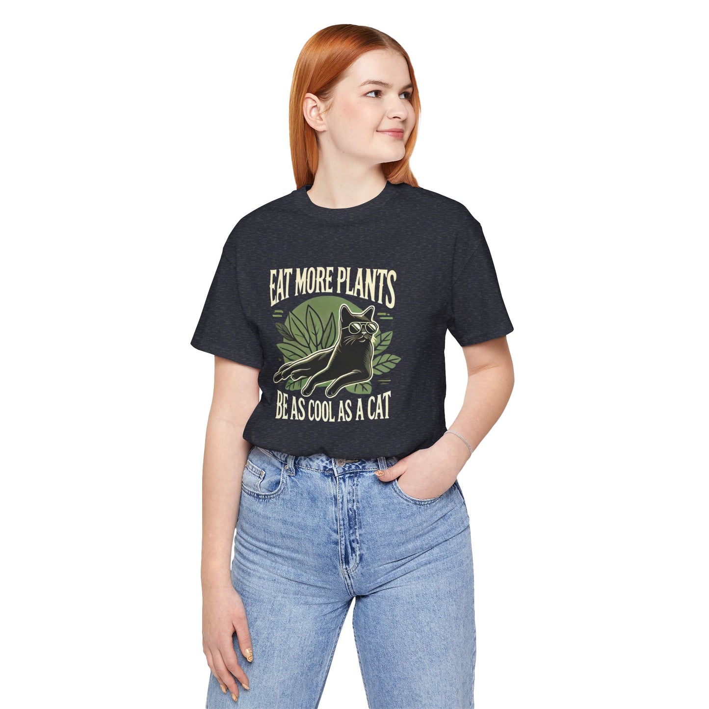 Eat More Plants, Be as Cool as a Cat Unisex T-Shirt – Vegan Cat Lover Tee