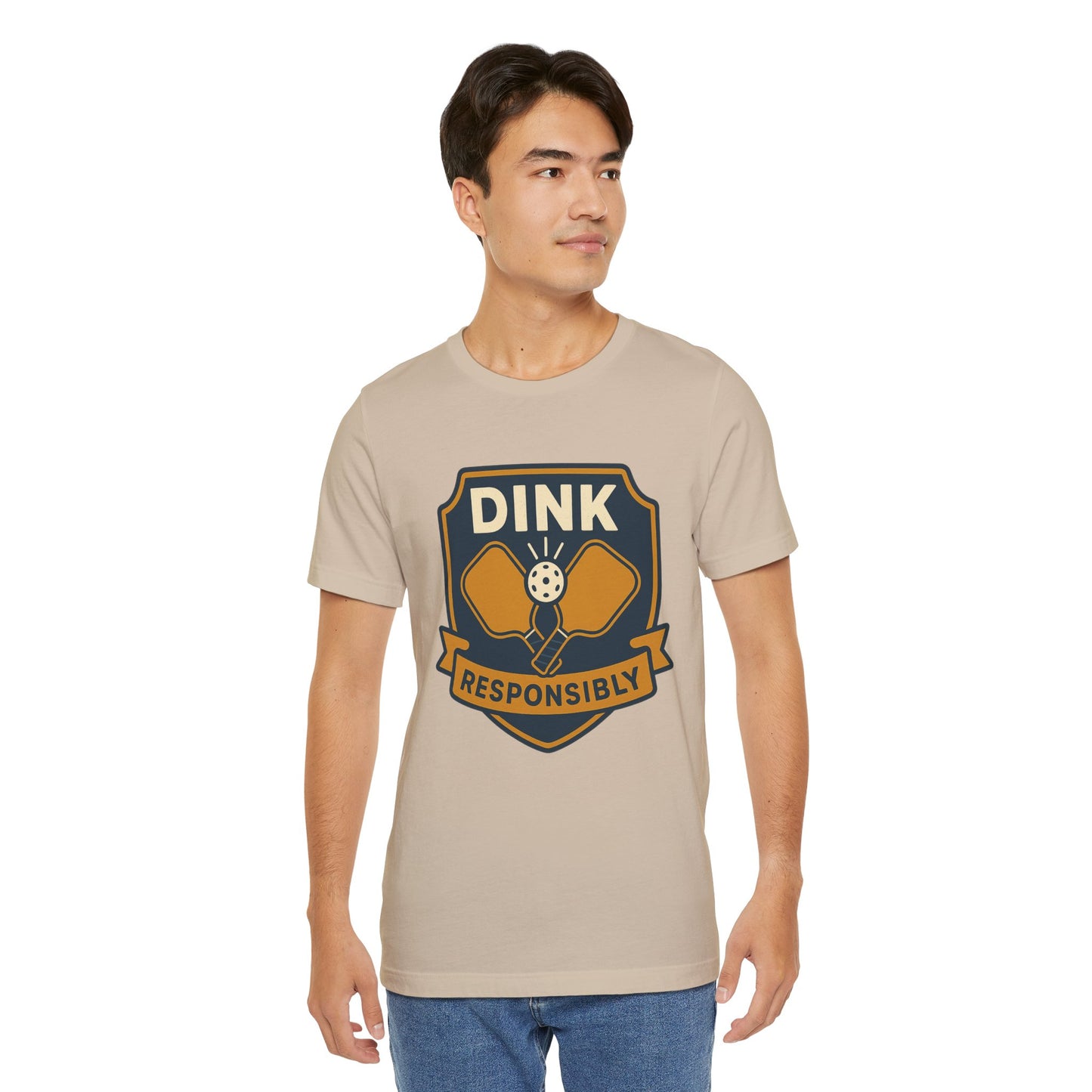 DINK Responsibly™ Vintage Badge Pickleball T-Shirt