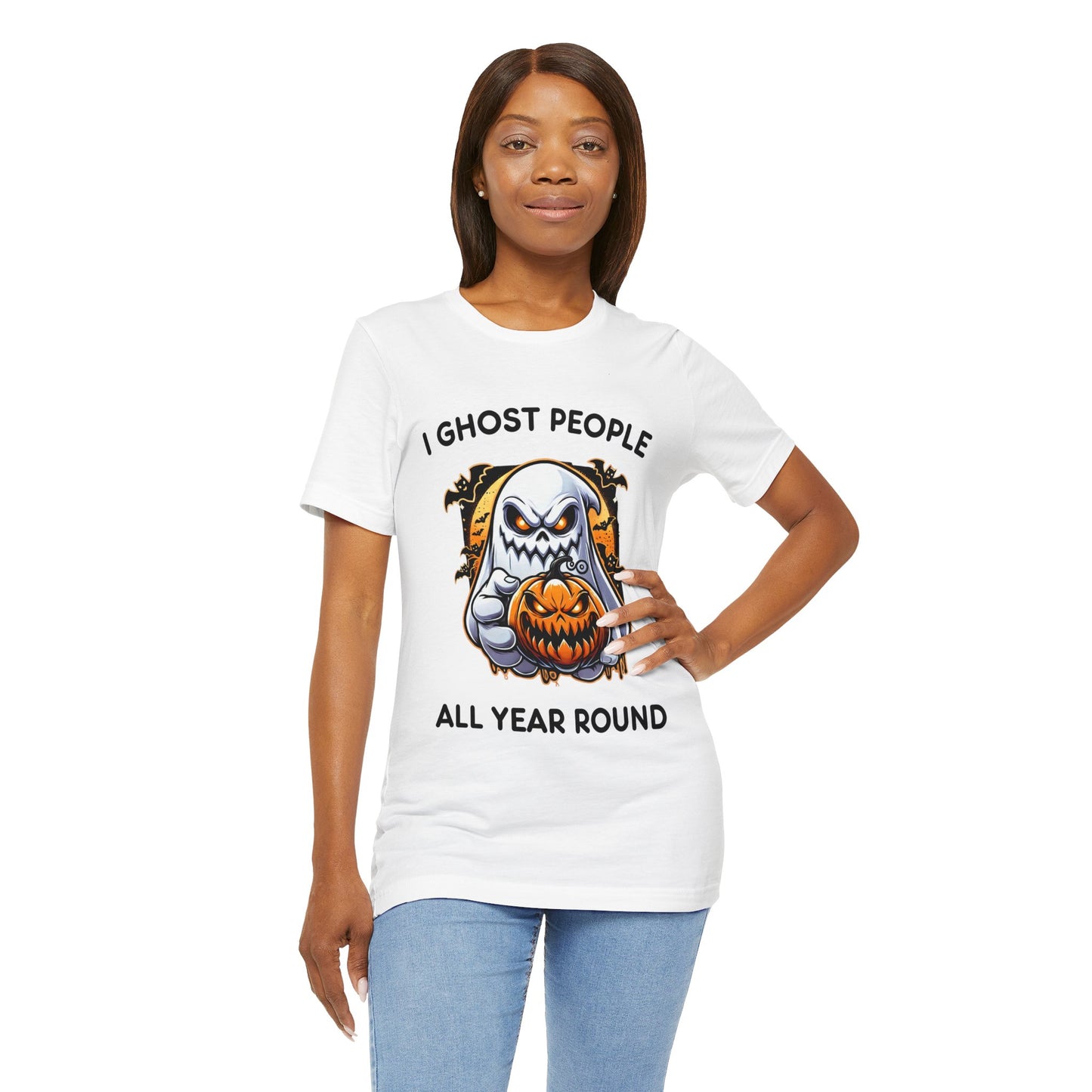 Scary Ghost with Spooky Pumpkin Halloween T-Shirt