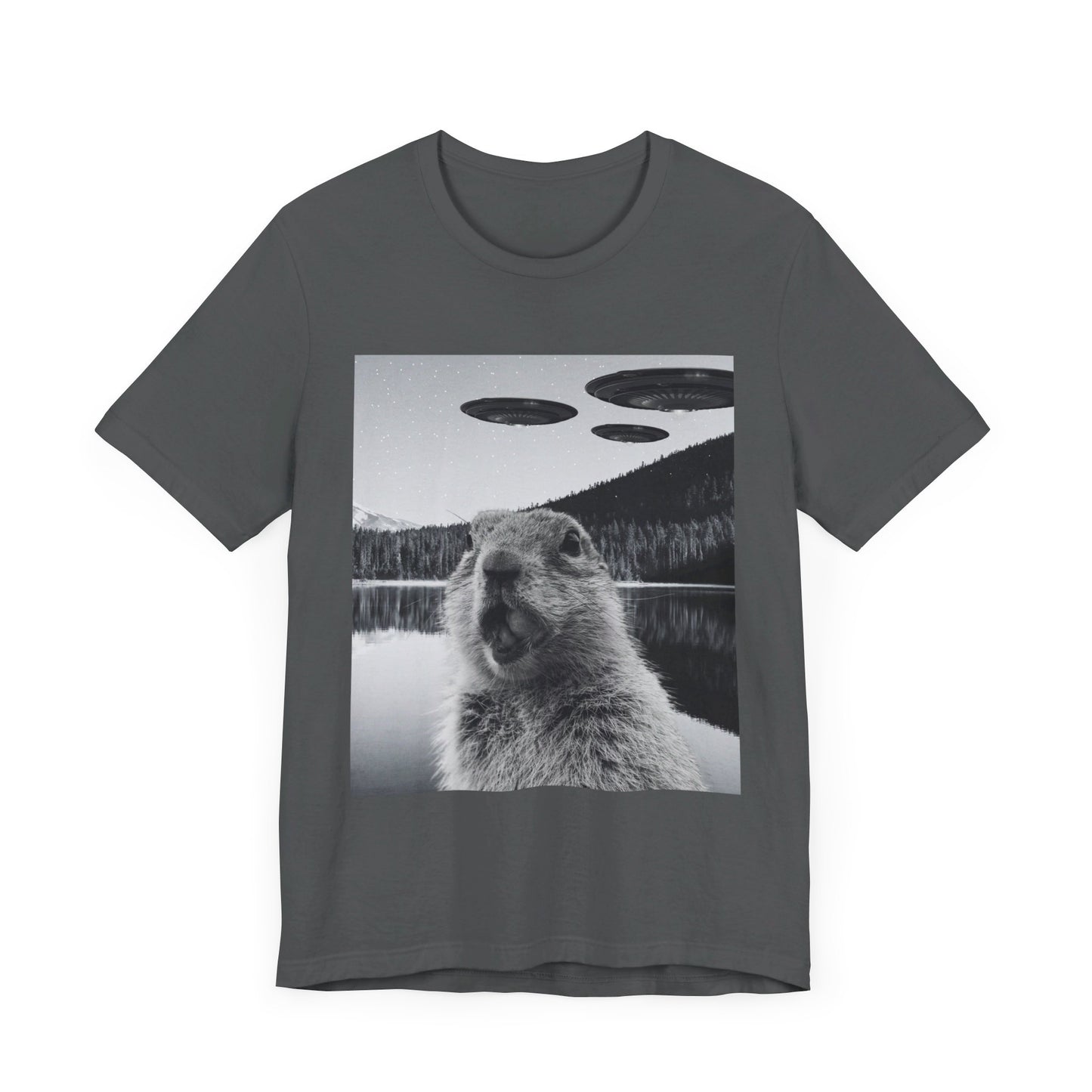 Funny Graphic Tee Selfie with UFOs Weird T-Shirt