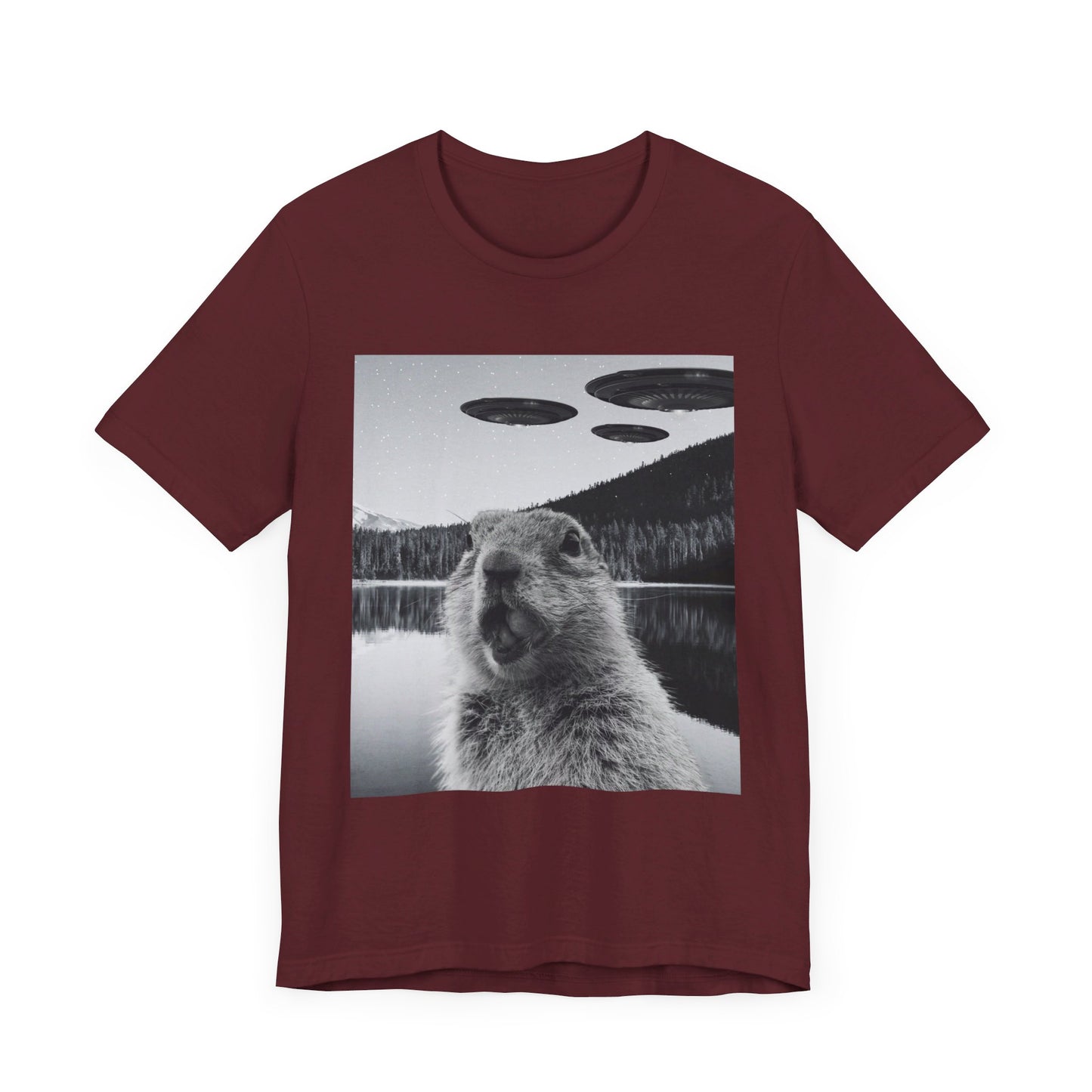 Funny Graphic Tee Selfie with UFOs Weird T-Shirt