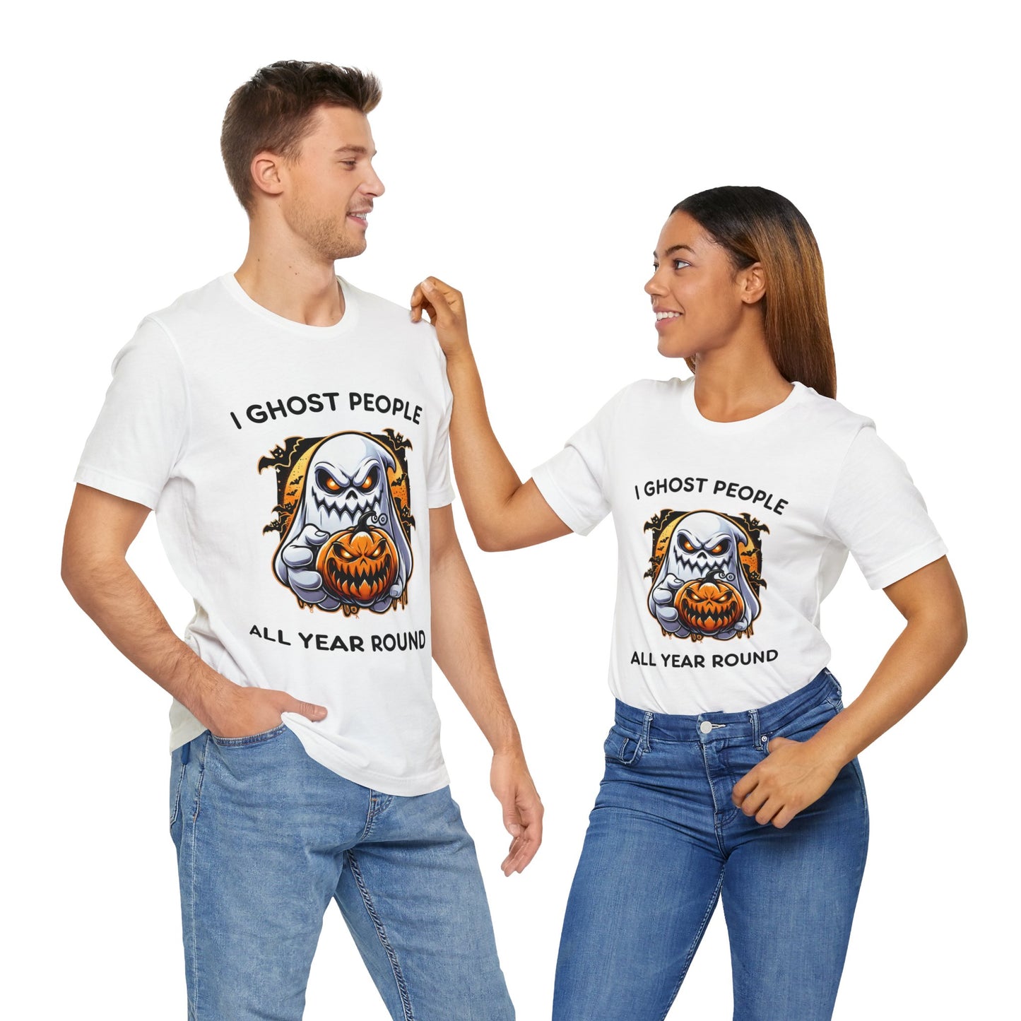 Scary Ghost with Spooky Pumpkin Halloween T-Shirt