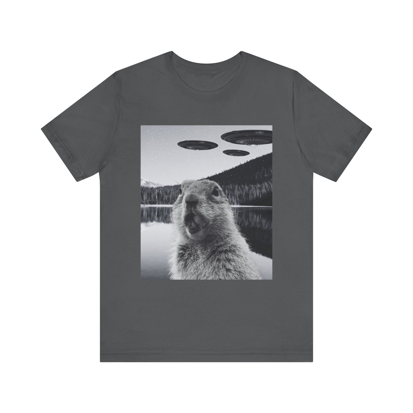 Funny Graphic Tee Selfie with UFOs Weird T-Shirt