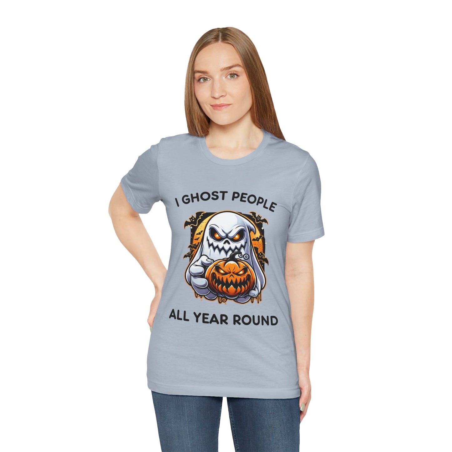 Scary Ghost with Spooky Pumpkin Halloween T-Shirt