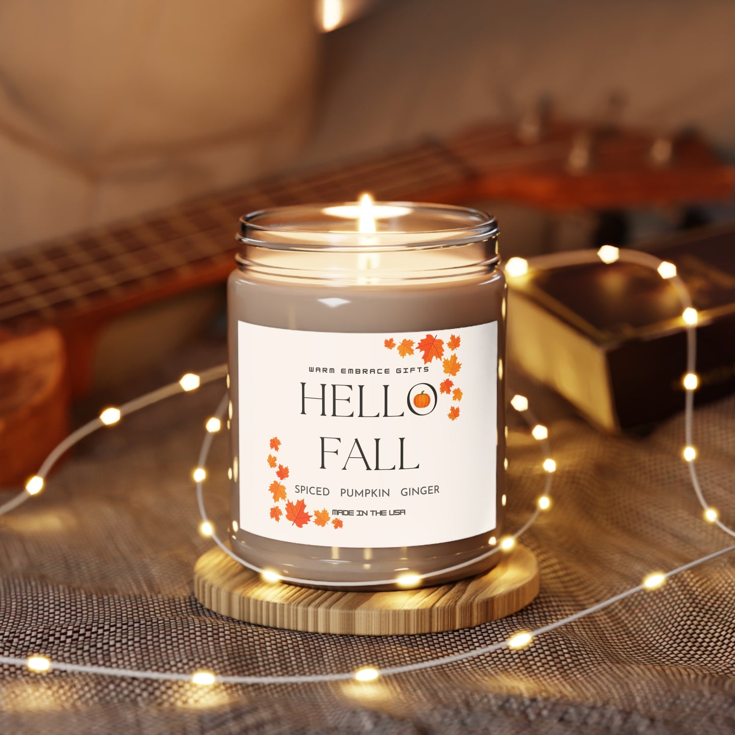 Hello Fall Pumpkin Spice Ginger Scented Candle, 9oz