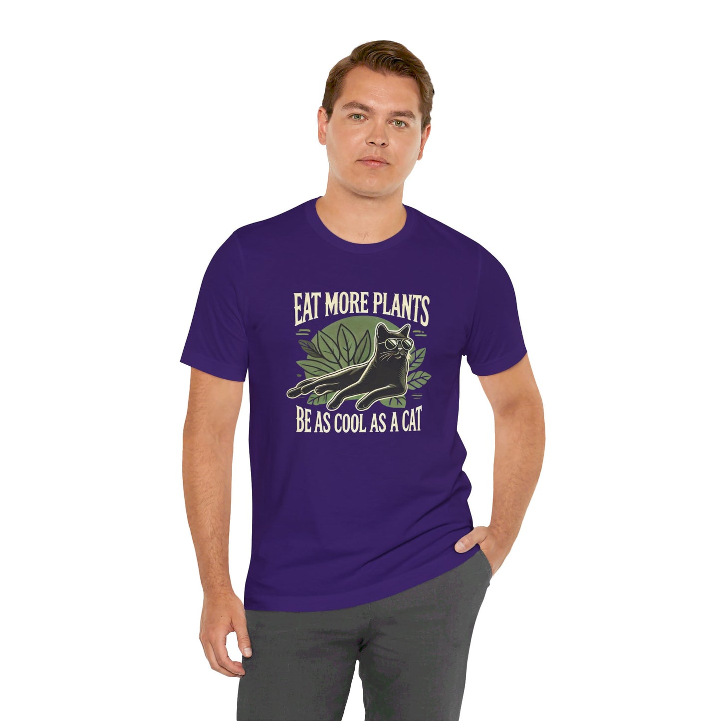 Eat More Plants, Be as Cool as a Cat Unisex T-Shirt – Vegan Cat Lover Tee