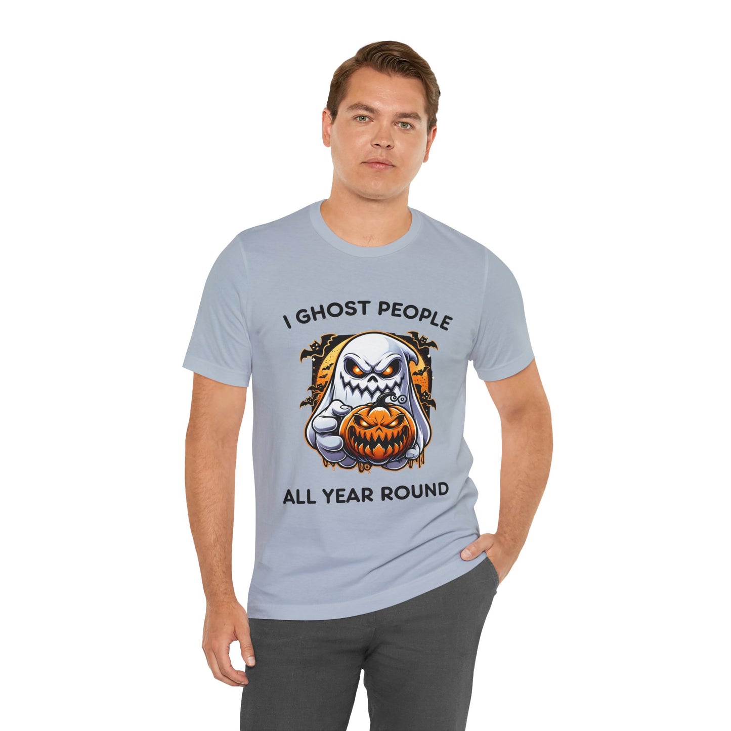 Scary Ghost with Spooky Pumpkin Halloween T-Shirt
