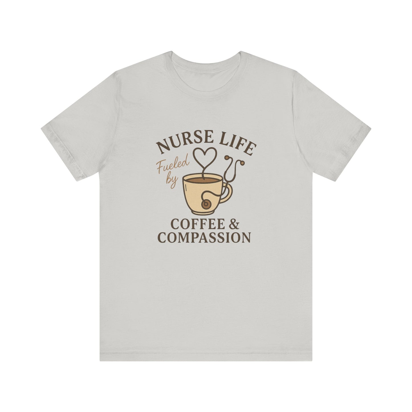 Nurse Life Fueled by Coffee and Compassion Shirt | Funny Nurse T-Shirt for Women | Cute Stethoscope Coffee Cup Tee | RN Gift Idea
