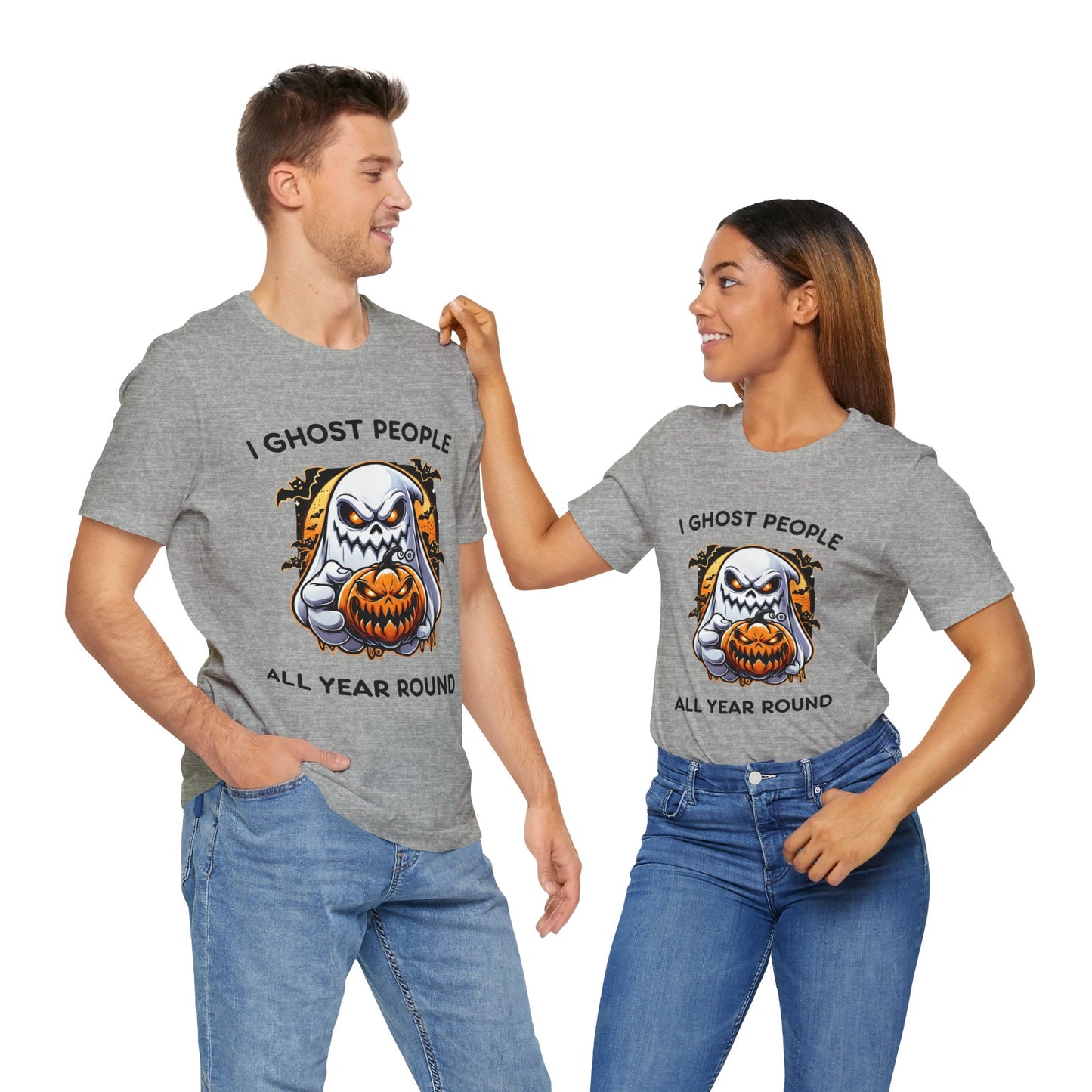 Scary Ghost with Spooky Pumpkin Halloween T-Shirt