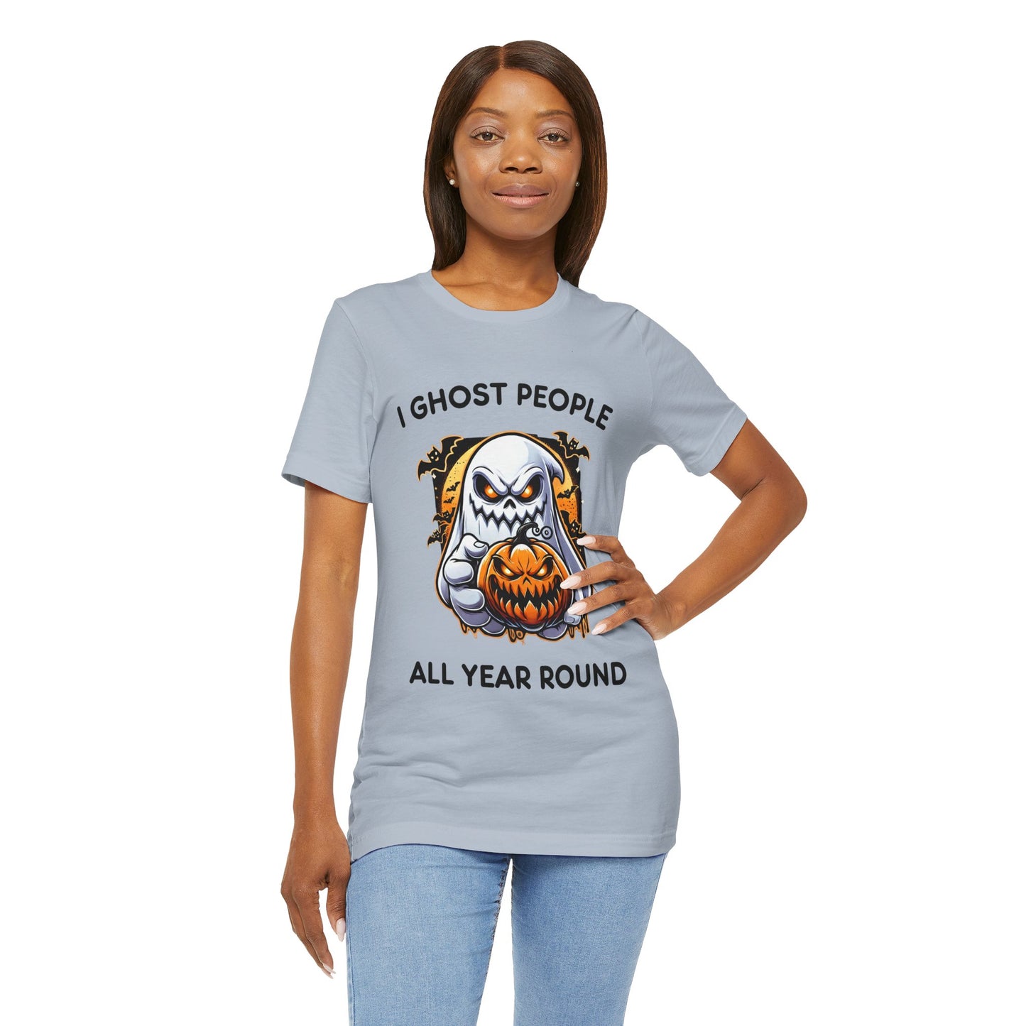 Scary Ghost with Spooky Pumpkin Halloween T-Shirt