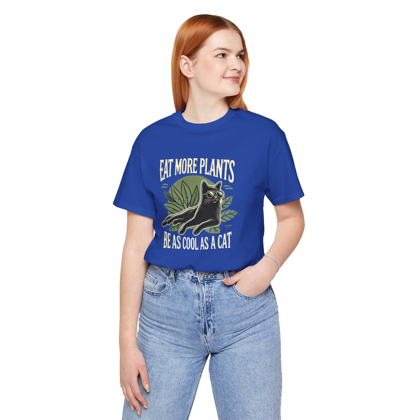 Eat More Plants, Be as Cool as a Cat Unisex T-Shirt – Vegan Cat Lover Tee