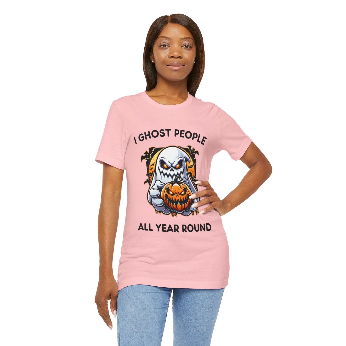 Scary Ghost with Spooky Pumpkin Halloween T-Shirt