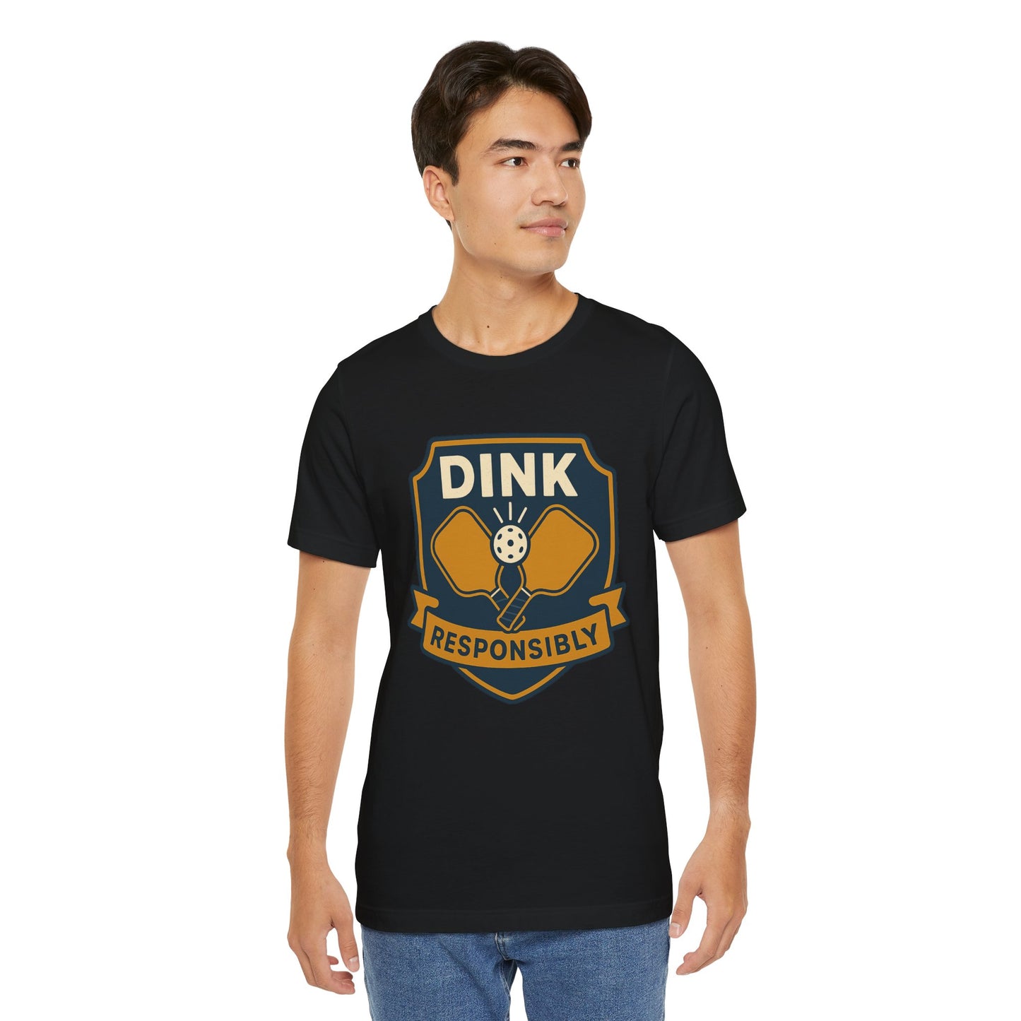 DINK Responsibly™ Vintage Badge Pickleball T-Shirt