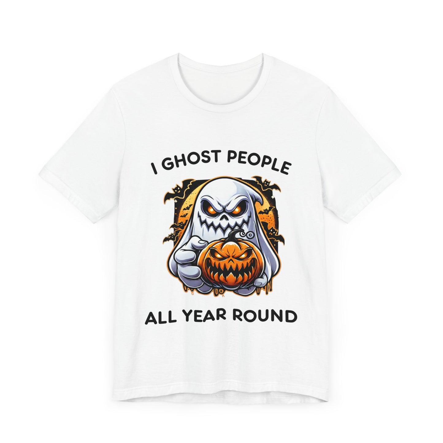 Scary Ghost with Spooky Pumpkin Halloween T-Shirt