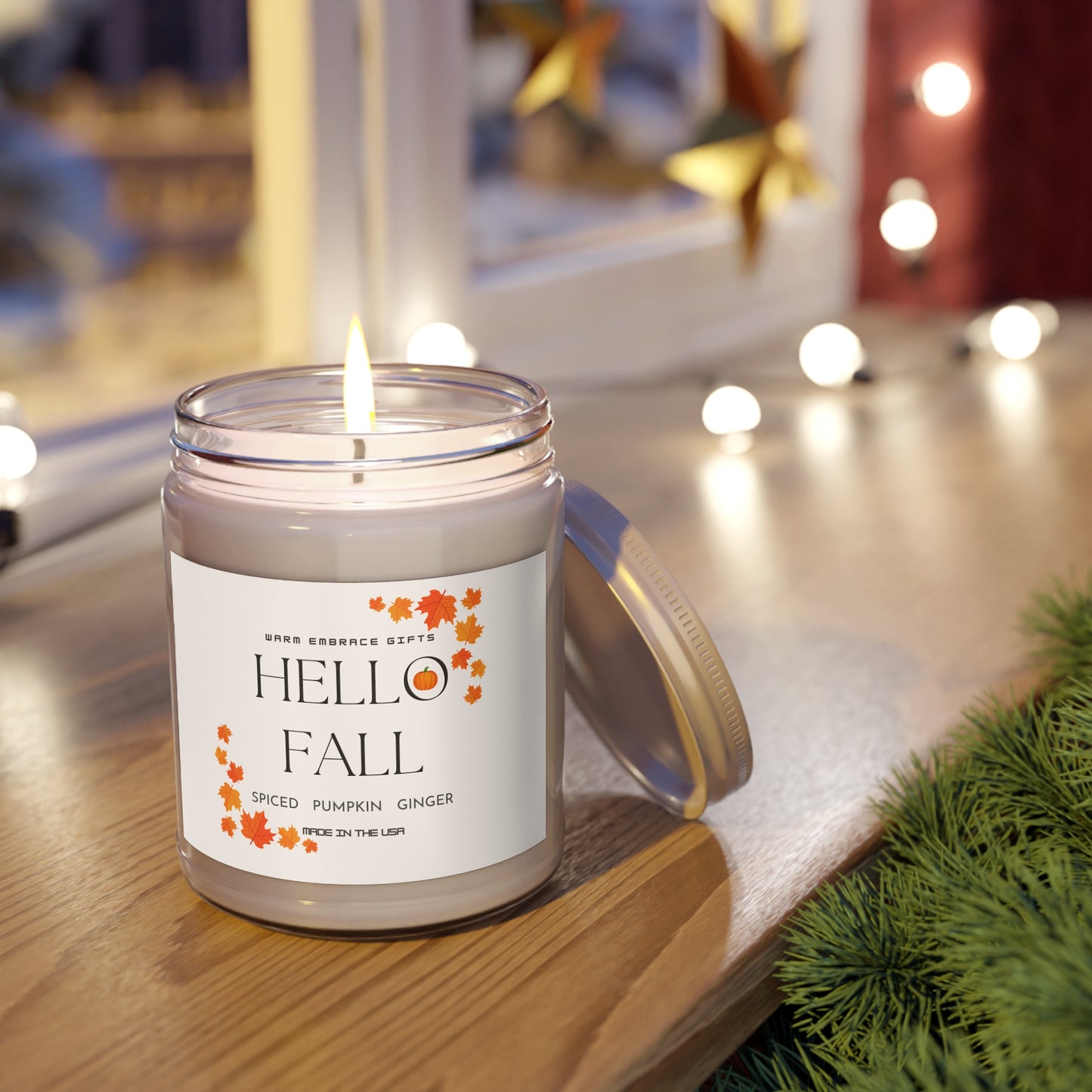 Hello Fall Pumpkin Spice Ginger Scented Candle, 9oz