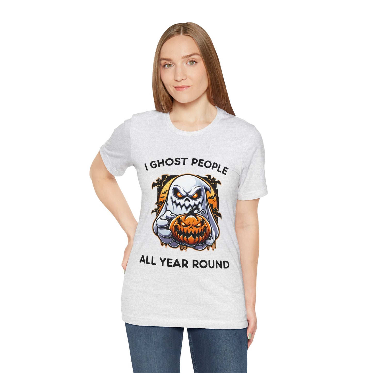 Scary Ghost with Spooky Pumpkin Halloween T-Shirt