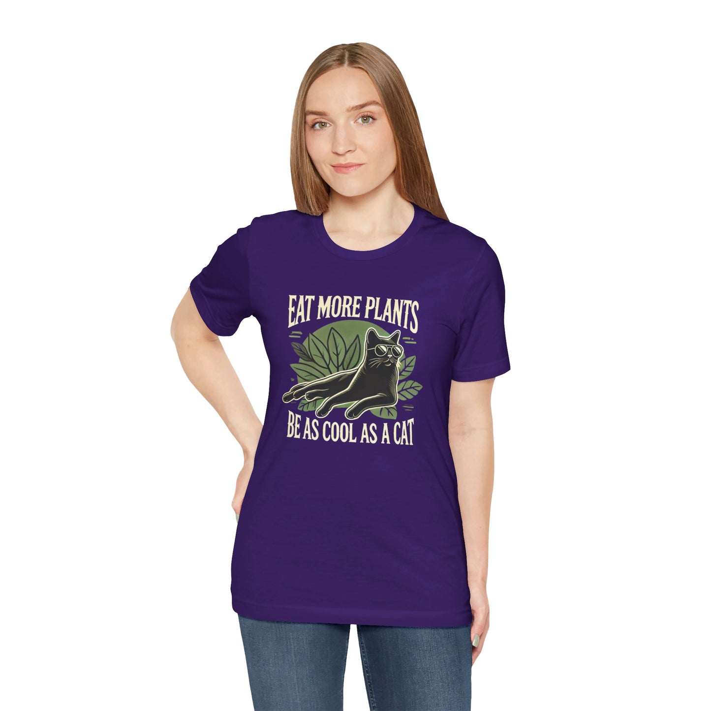 Eat More Plants, Be as Cool as a Cat Unisex T-Shirt – Vegan Cat Lover Tee