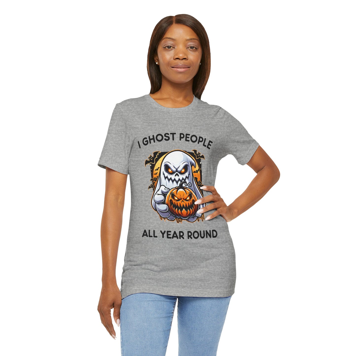 Scary Ghost with Spooky Pumpkin Halloween T-Shirt