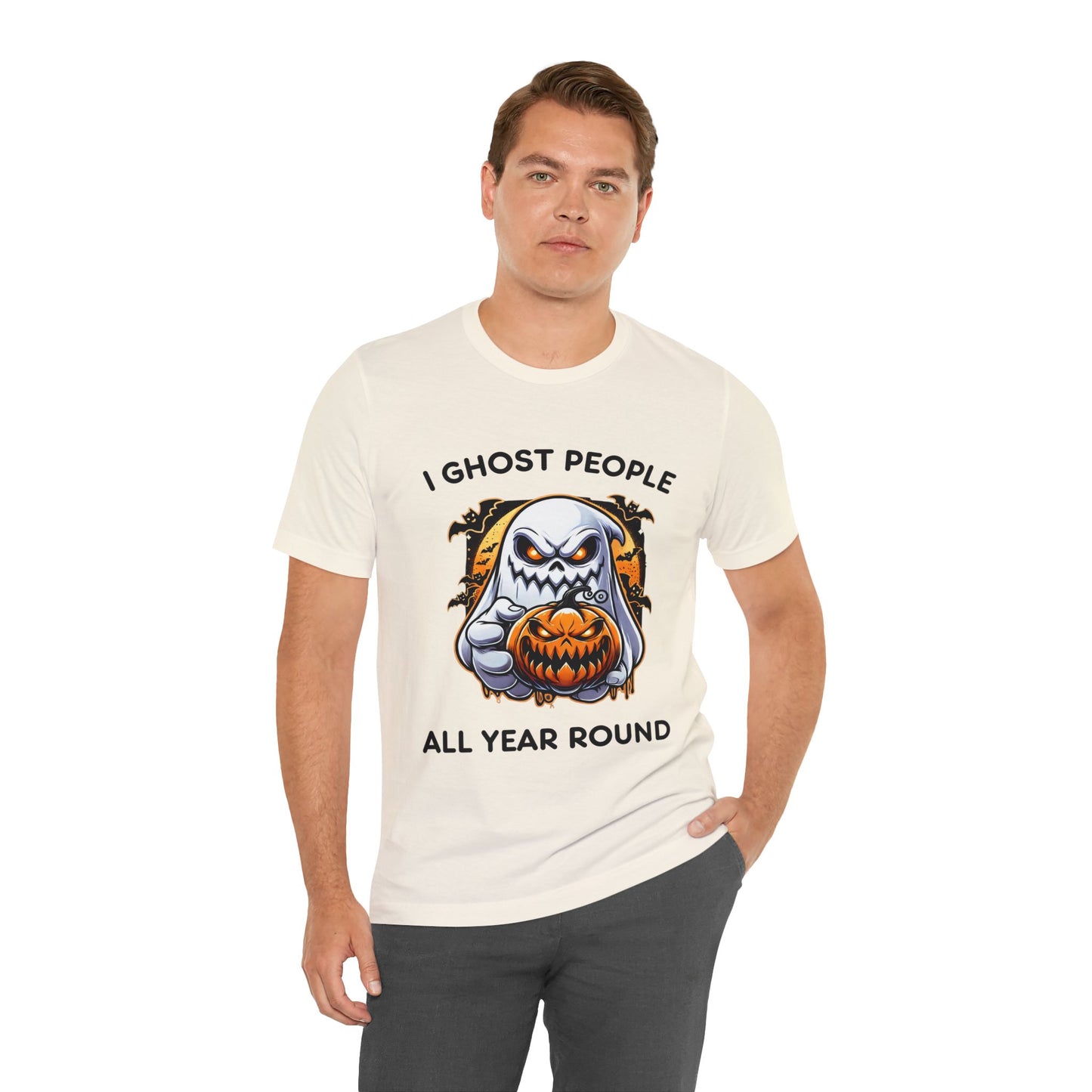 Scary Ghost with Spooky Pumpkin Halloween T-Shirt