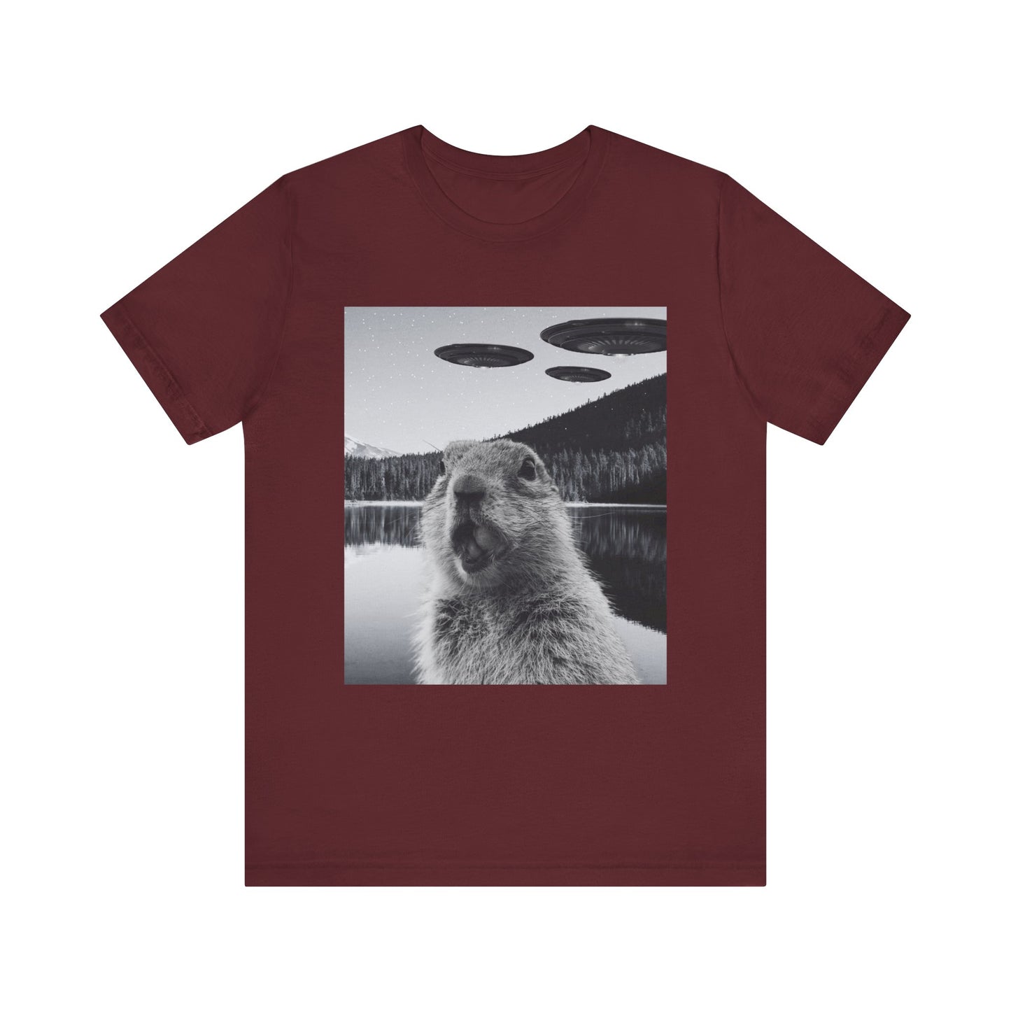Funny Graphic Tee Selfie with UFOs Weird T-Shirt