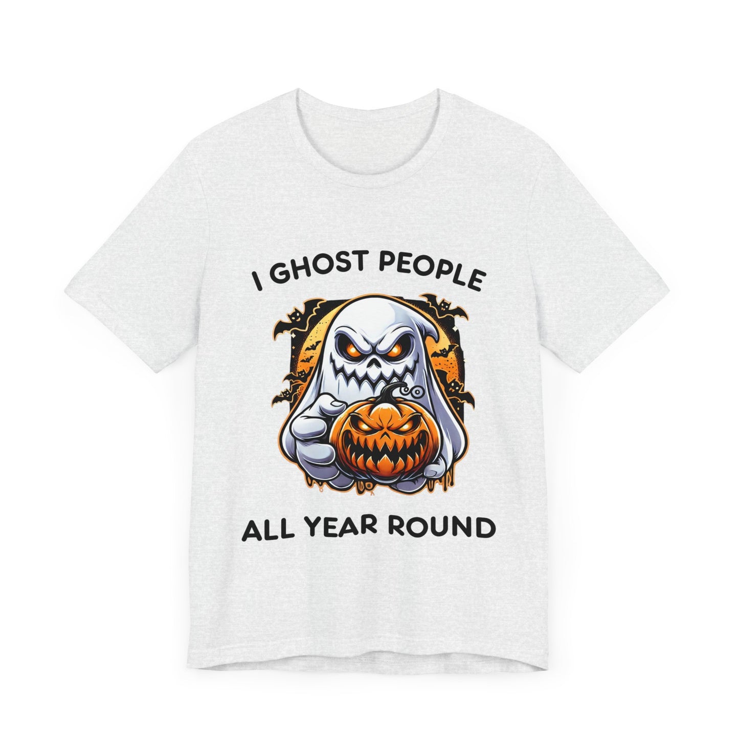 Scary Ghost with Spooky Pumpkin Halloween T-Shirt