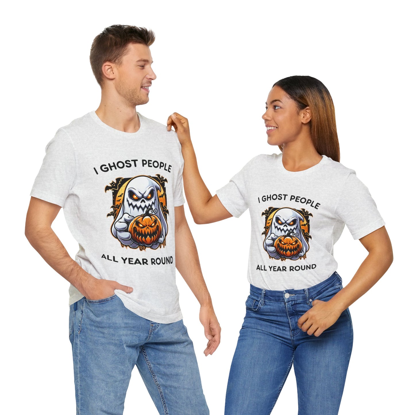 Scary Ghost with Spooky Pumpkin Halloween T-Shirt