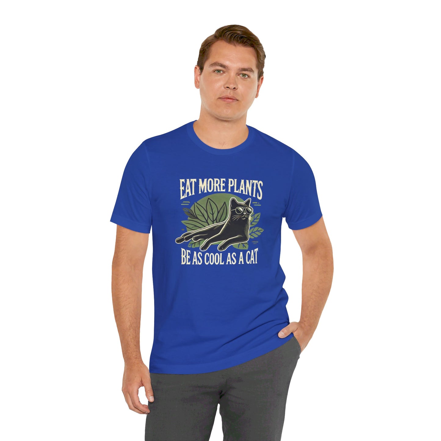 Eat More Plants, Be as Cool as a Cat Unisex T-Shirt – Vegan Cat Lover Tee