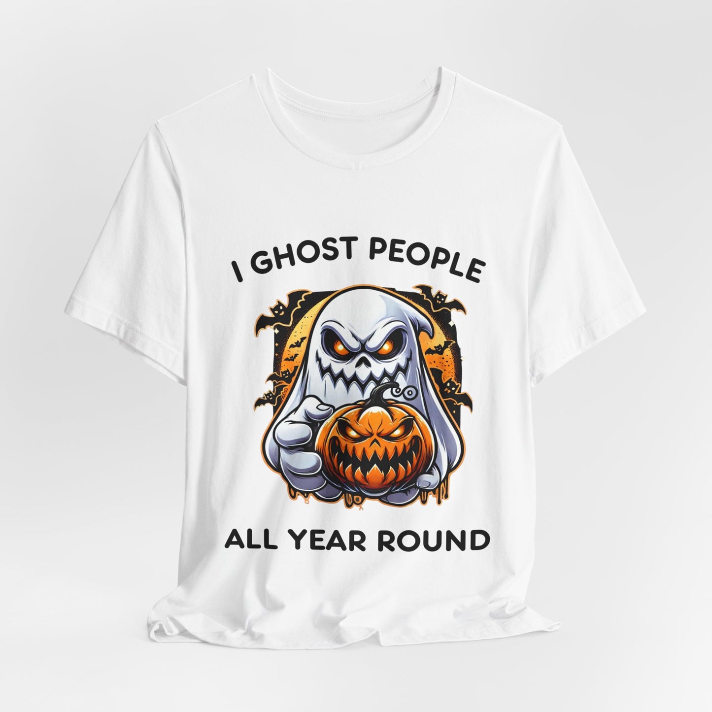 Scary Ghost with Spooky Pumpkin Halloween T-Shirt