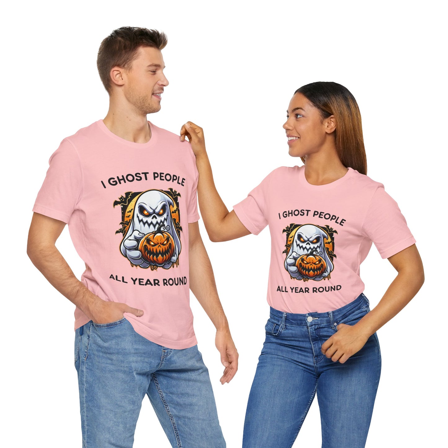 Scary Ghost with Spooky Pumpkin Halloween T-Shirt