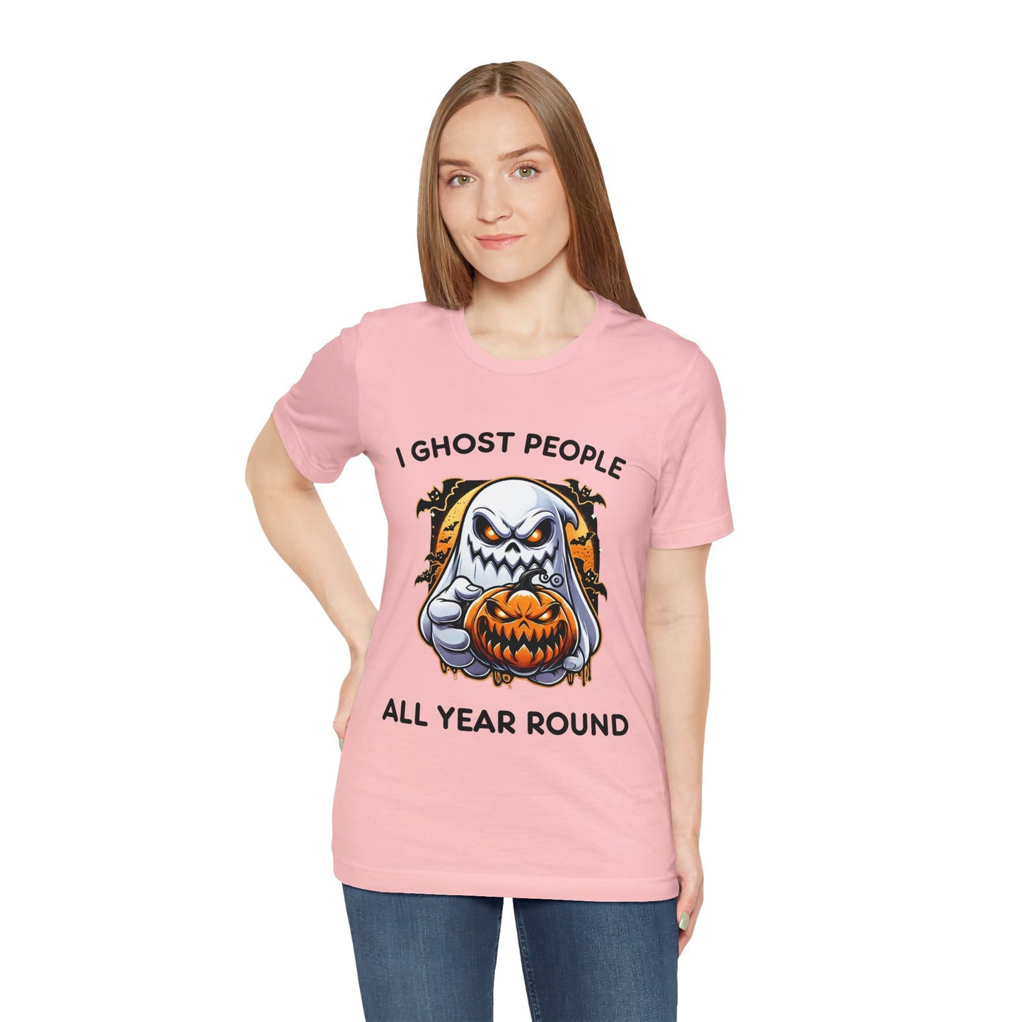 Scary Ghost with Spooky Pumpkin Halloween T-Shirt