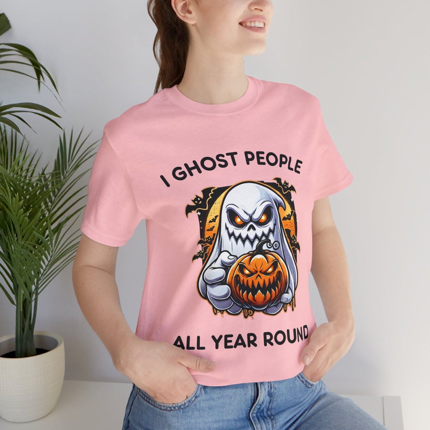 Scary Ghost with Spooky Pumpkin Halloween T-Shirt