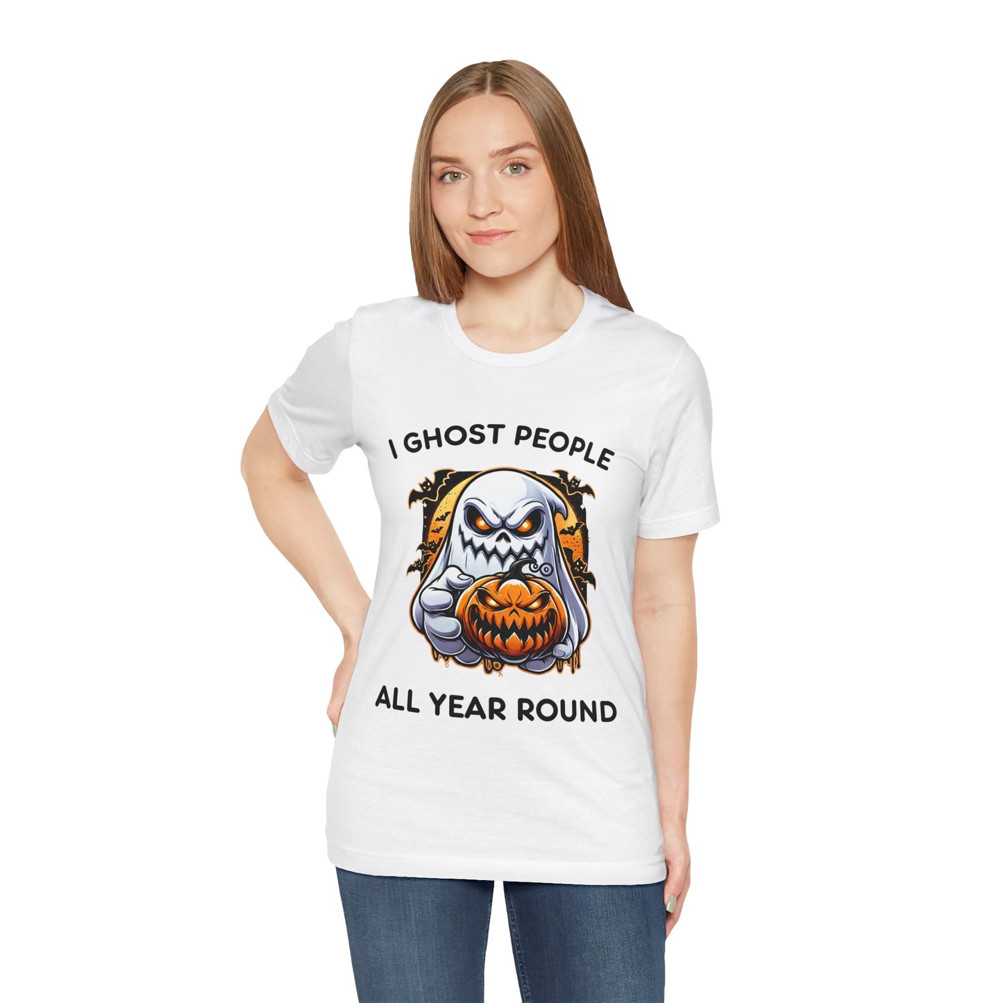 Scary Ghost with Spooky Pumpkin Halloween T-Shirt
