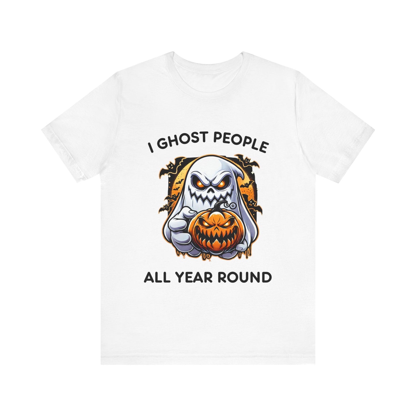 Scary Ghost with Spooky Pumpkin Halloween T-Shirt