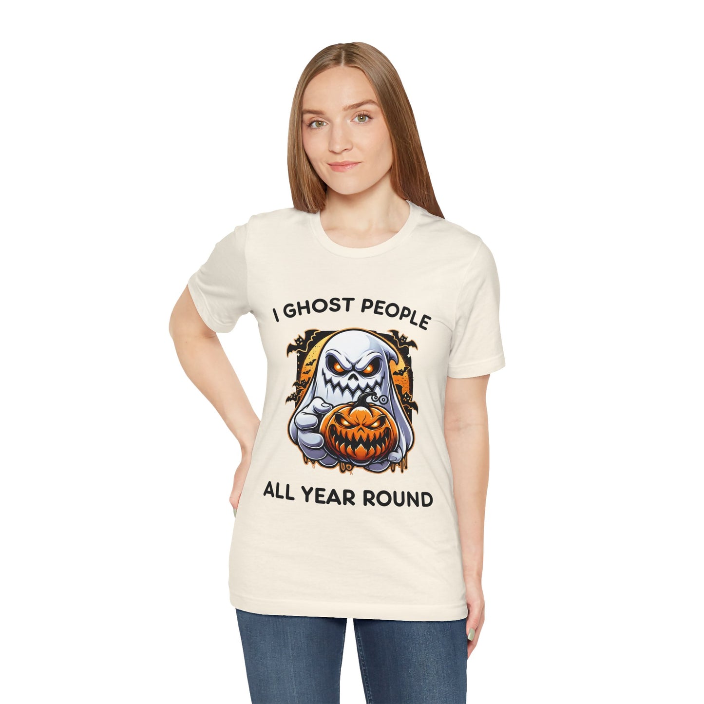 Scary Ghost with Spooky Pumpkin Halloween T-Shirt