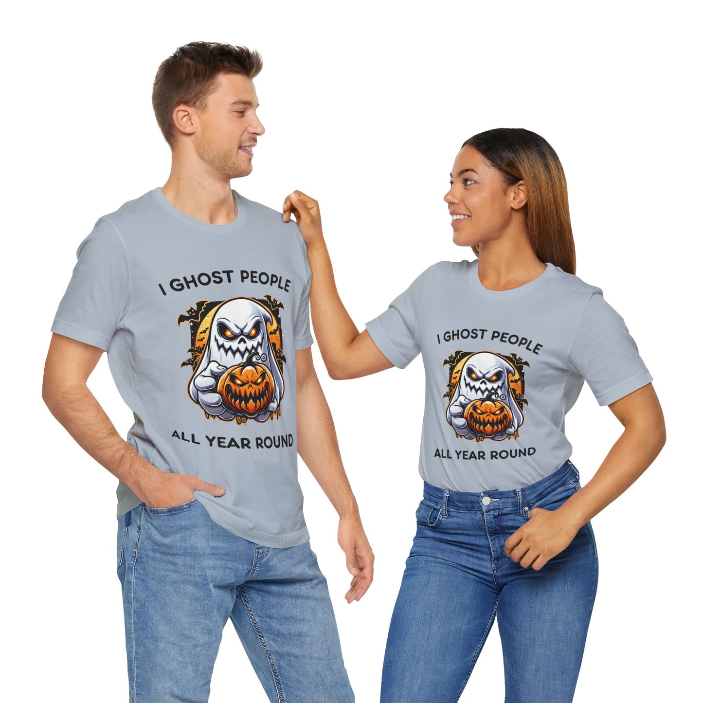 Scary Ghost with Spooky Pumpkin Halloween T-Shirt