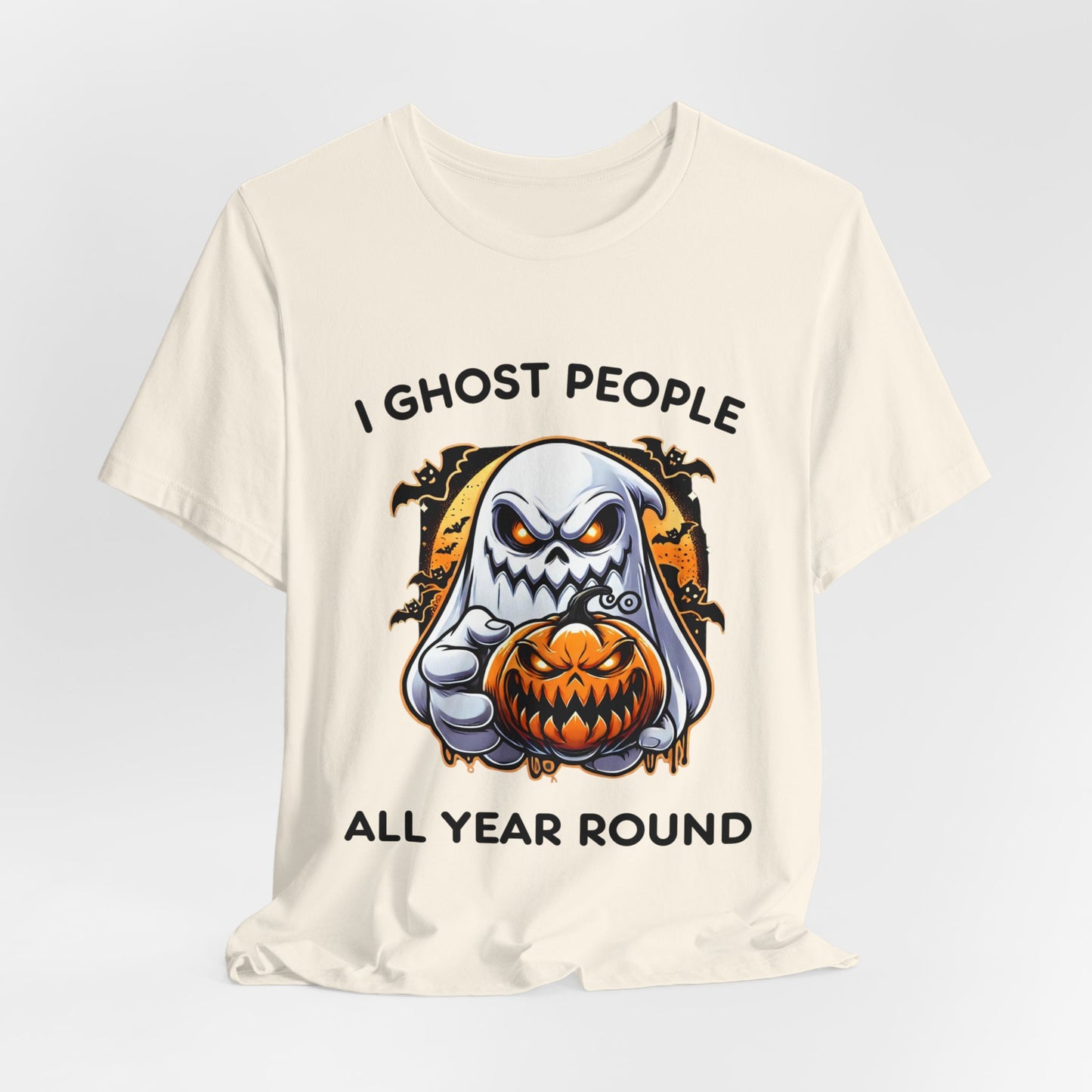 Scary Ghost with Spooky Pumpkin Halloween T-Shirt