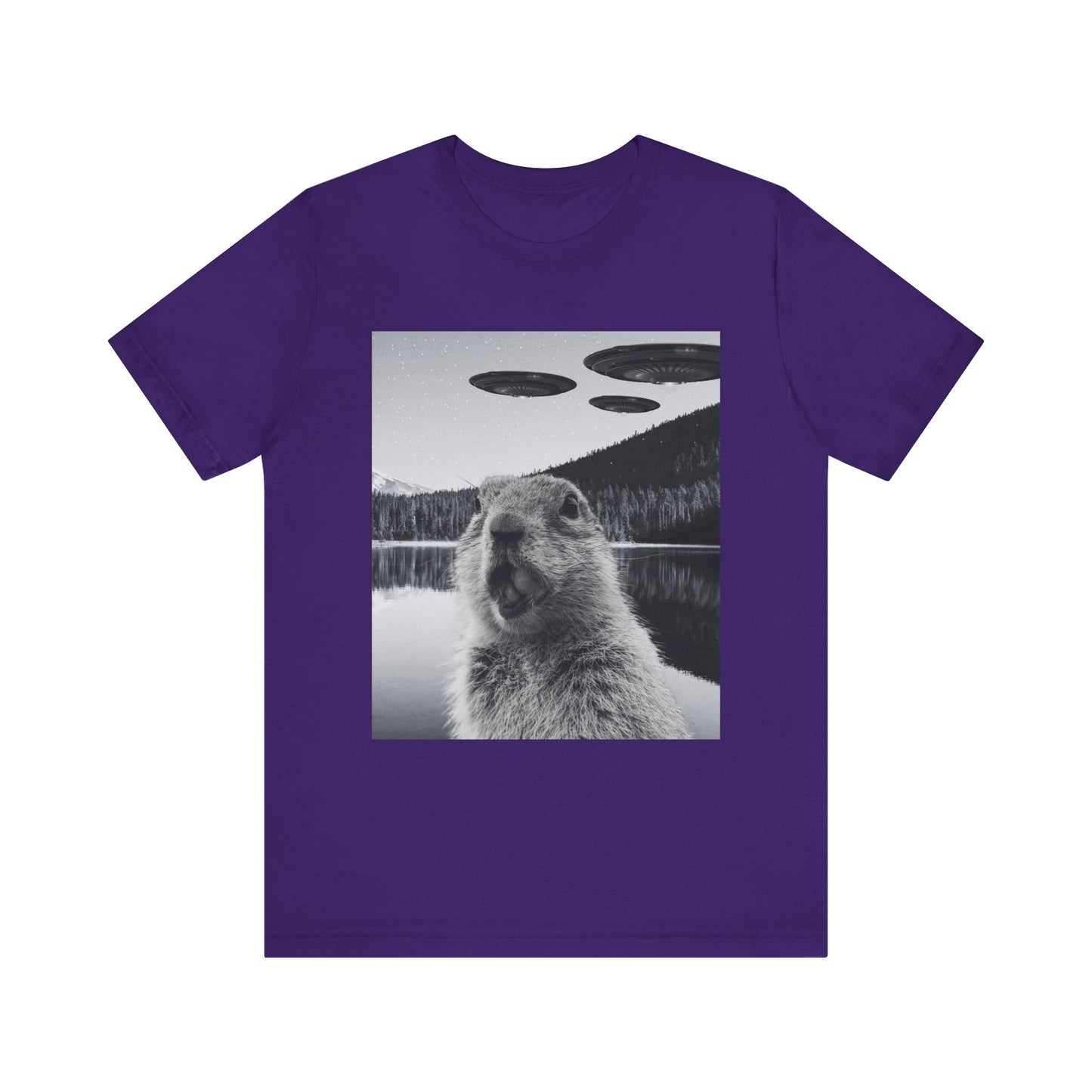 Funny Graphic Tee Selfie with UFOs Weird T-Shirt
