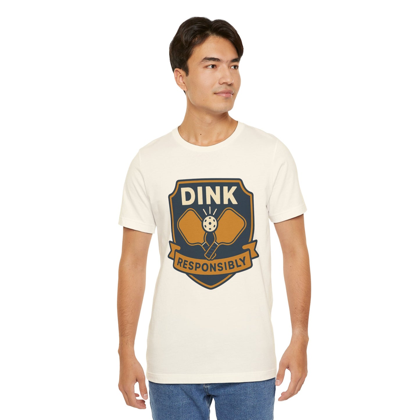 DINK Responsibly™ Vintage Badge Pickleball T-Shirt