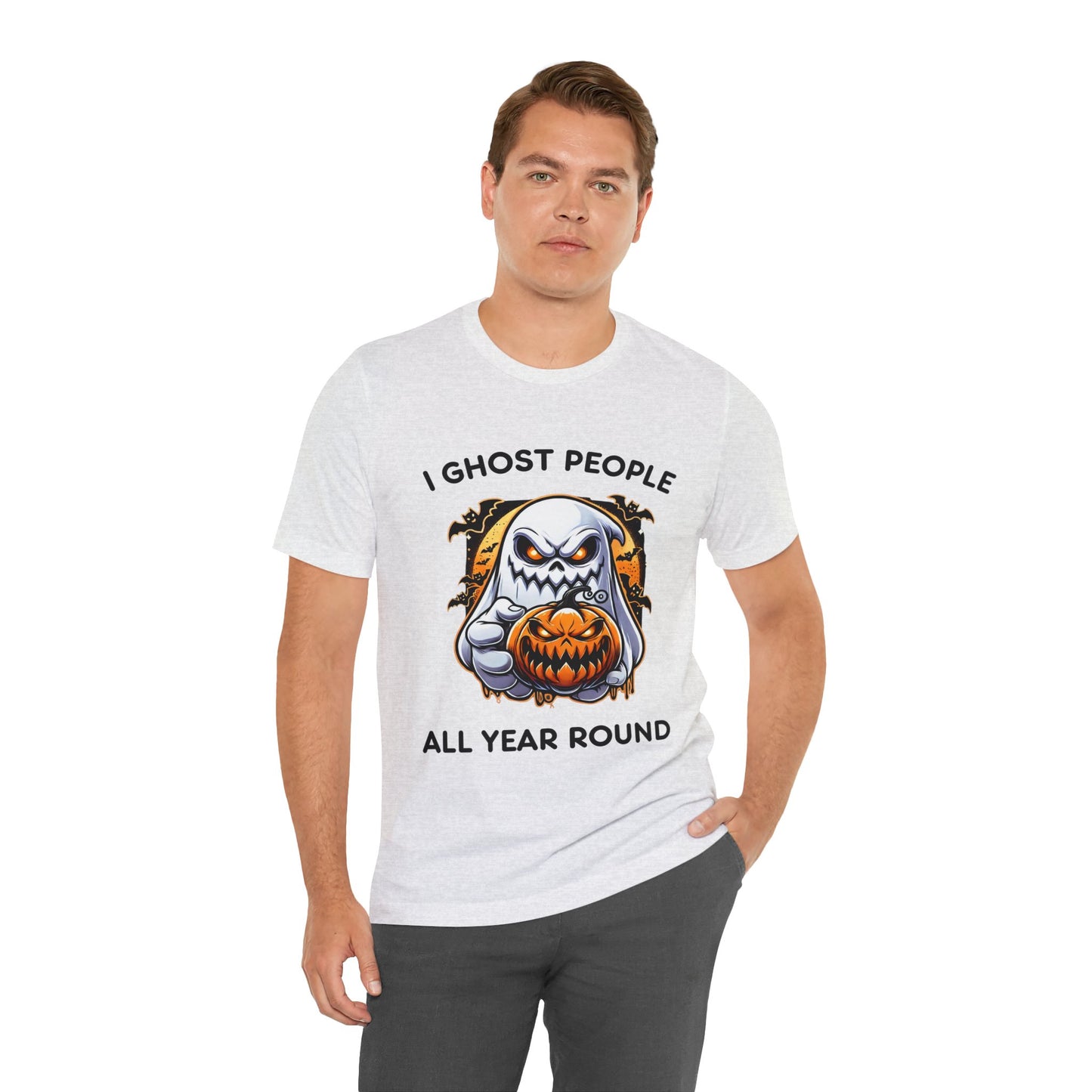 Scary Ghost with Spooky Pumpkin Halloween T-Shirt