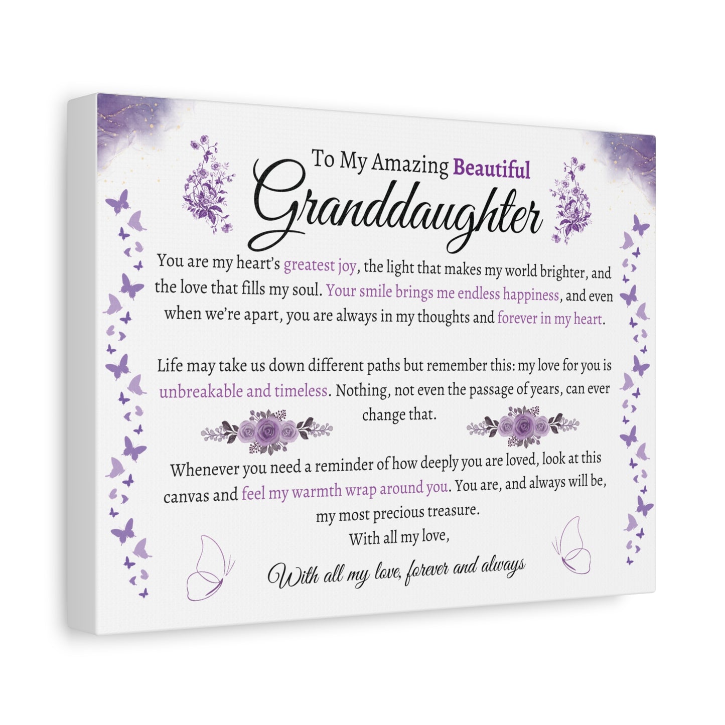 To My Granddaughter Sentimental Matte Canvas