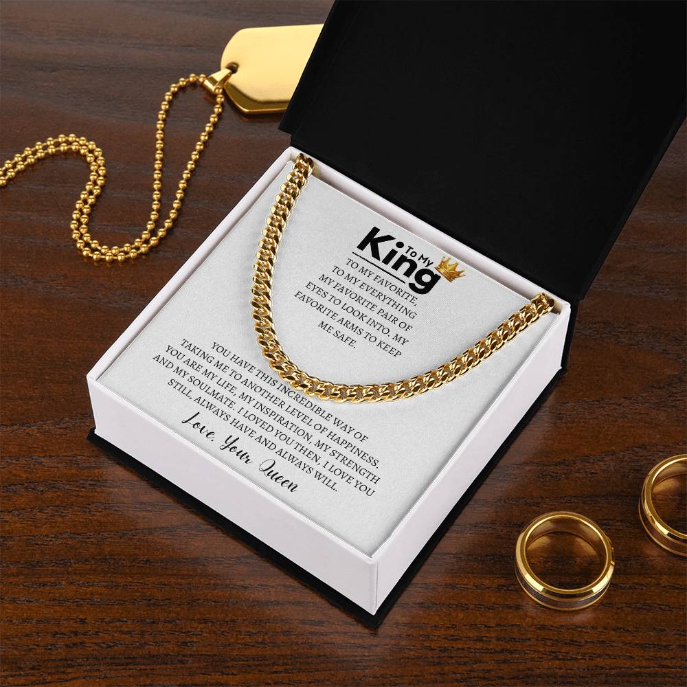 Gift for Husband - To My King Cuban Link Chain