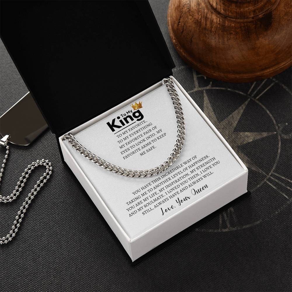 Gift for Husband - To My King Cuban Link Chain
