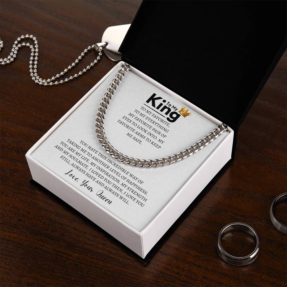 Gift for Husband - To My King Cuban Link Chain