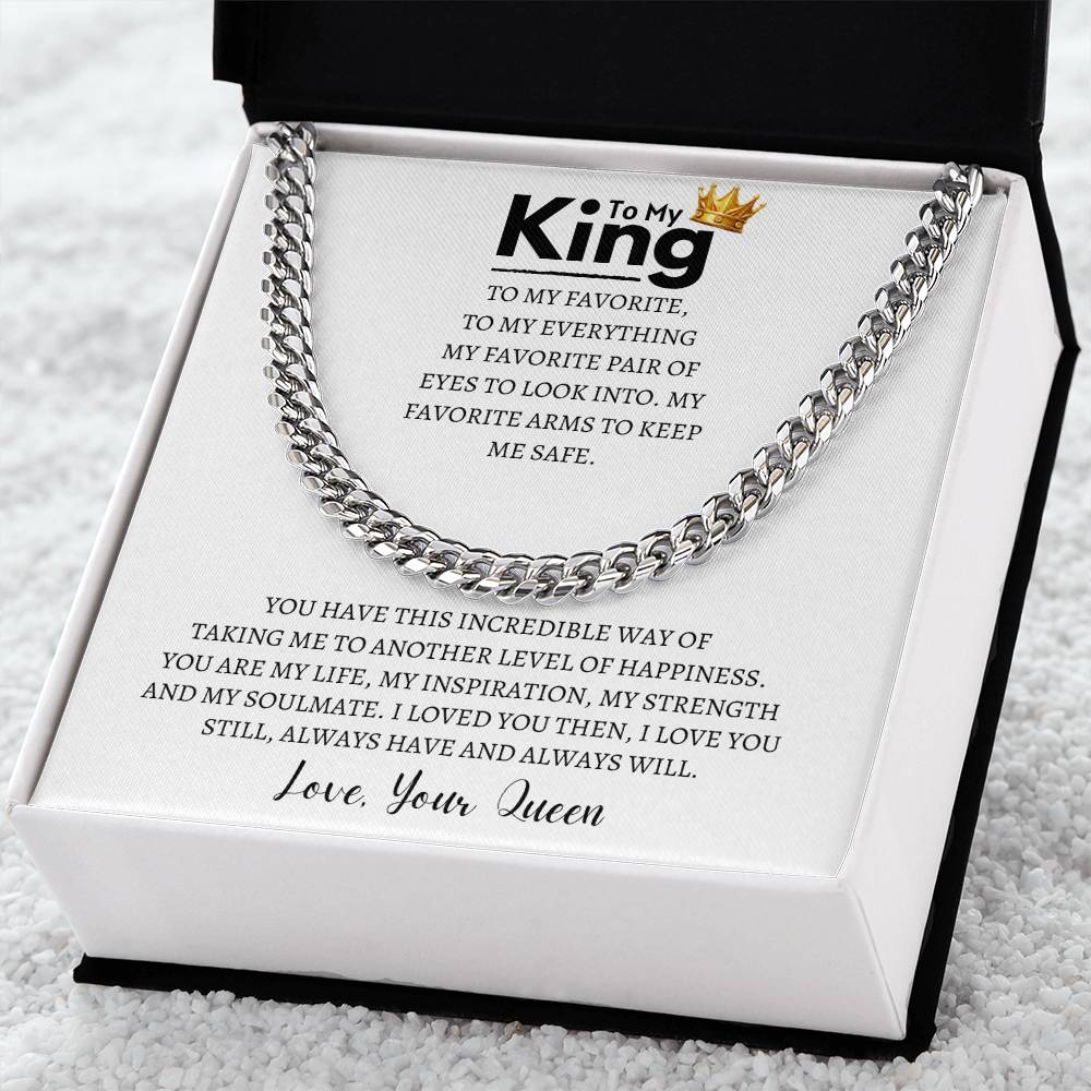 Gift for Husband - To My King Cuban Link Chain
