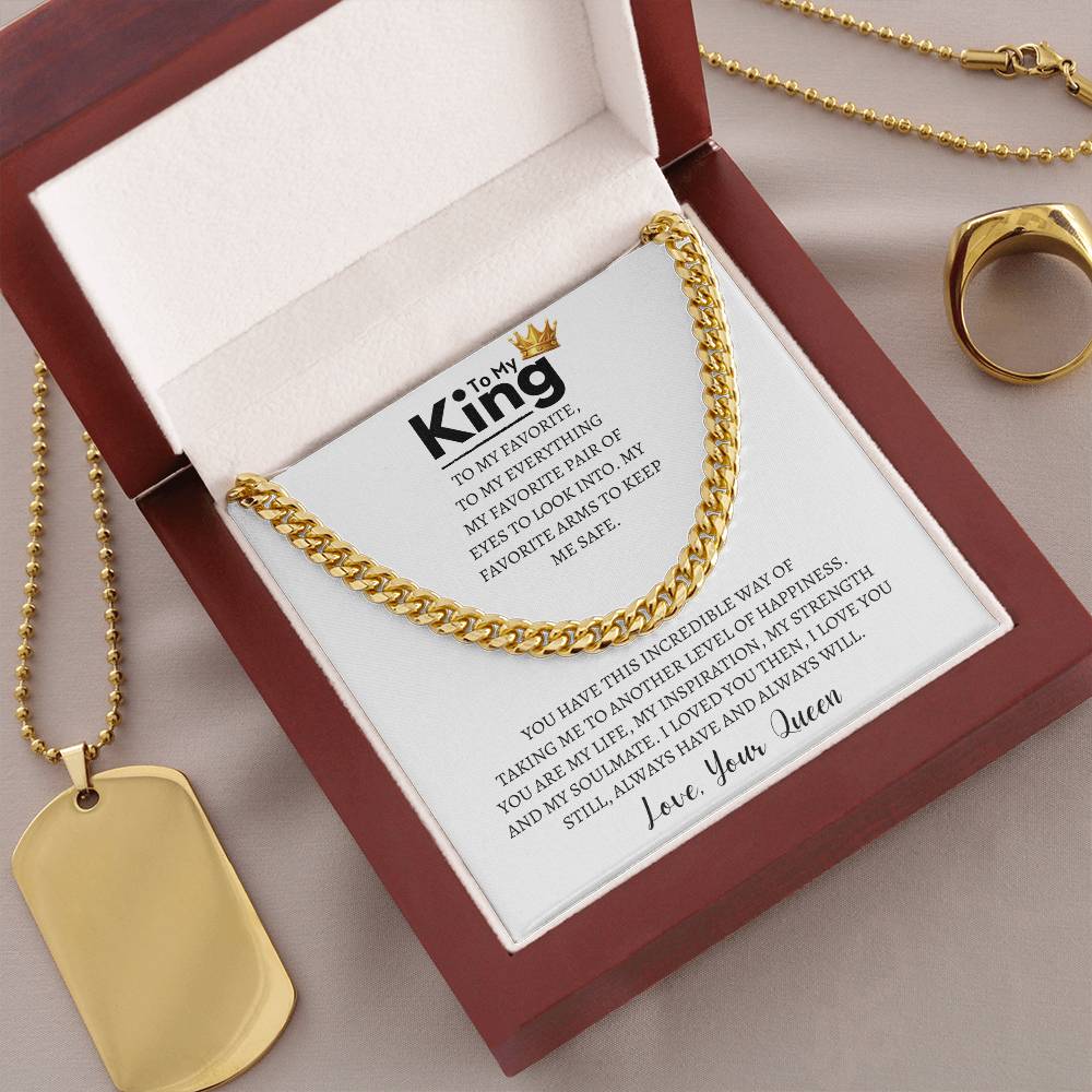 Gift for Husband - To My King Cuban Link Chain