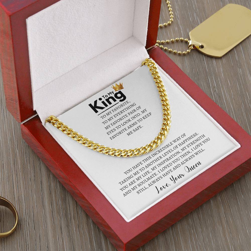 Gift for Husband - To My King Cuban Link Chain